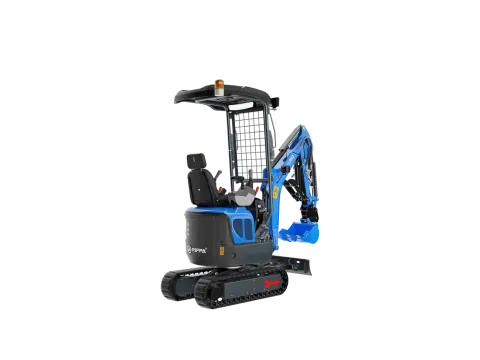RIPPA R13 PRO mini excavator with a Kubota D722 diesel engine — rear view